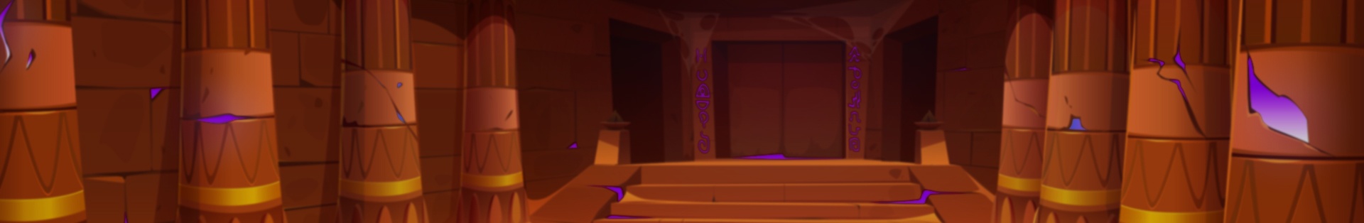  A mystical hallway with purple glowing runes and golden accents